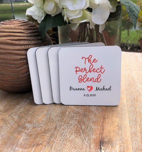 Perfect Blend Coasters Set ~ Personalized ~ Cork Back  ~ Gift for Couple ~ Personalized Coasters ~ Personalized Gift ~ Christmas Gift