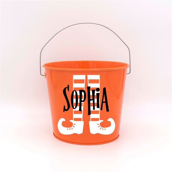 Personalized Halloween Witch Feet Pail ~ Choose The Colors