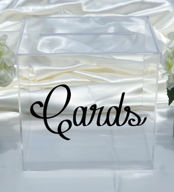 Clear Acrylic Card Box ~ Cards ~ Choose Colors ~ Engagement Party ~ Bridal Shower ~ Anniversary ~ Party Decor ~ Birthday ~ Event ~ Funeral