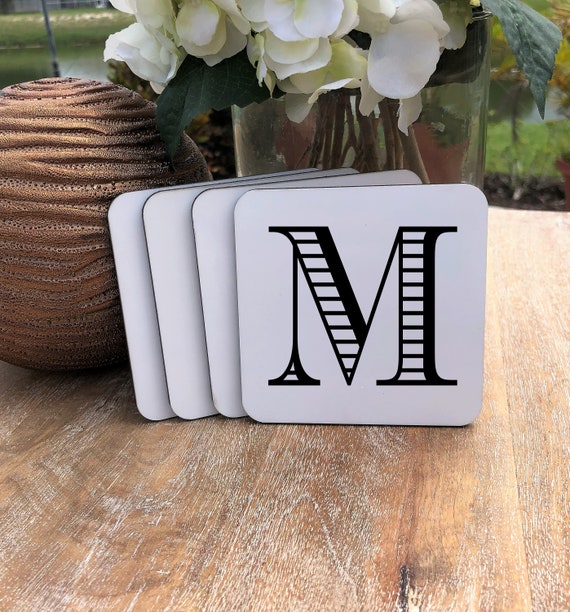 Personalized Initial Coasters Set ~ Cork Back ~ Monogram Coaster ~ Letter Coaster ~ Coaster Set ~ Personalized Gift ~ Christmas Gift