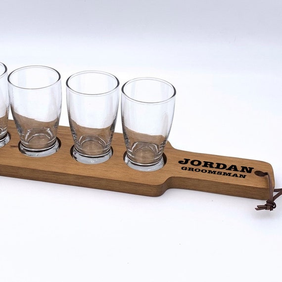 Personalized Groomsman Beer Flight Set ~ Beer Paddle ~ 4 Tasting Glasses ~ Best Man ~ Usher ~ Groom Gift