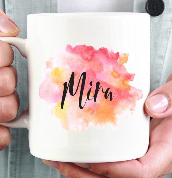 Personalized Watercolor Mug ~ Custom Name ~ Gift for Friend ~ Gift for Coworker ~ Christmas Gift ~ Birthday Gift ~ Stocking Stuffer