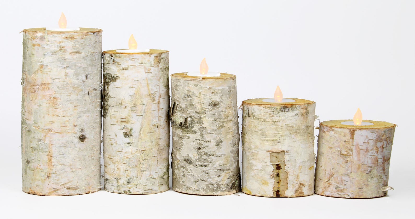Birch Bark Log Candle Holders Centerpiece Assorted Set of 5 Etsy