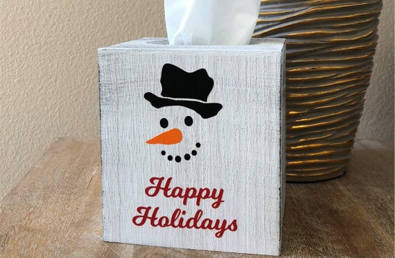 Happy Holidays Snowman Oversized Tissue Box Cover