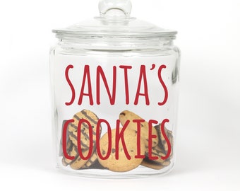 Santa's Cookies Glass Cookie Jar ~ Made in the USA