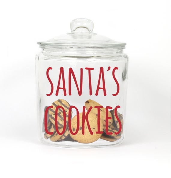 Santa's Cookies Glass Cookie Jar ~ Made in the USA