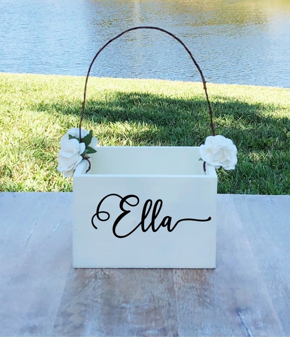 Personalized Name Flower Girl Basket ~ Flower Girl Box ~ Choose Your Colors and Wording ~ Wedding Basket ~ Sign ~ Wedding Box ~ Decor