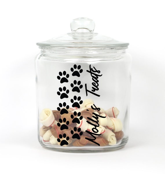 Personalized Pet Treat Jar Paw Prints Pet Food Jar Etsy