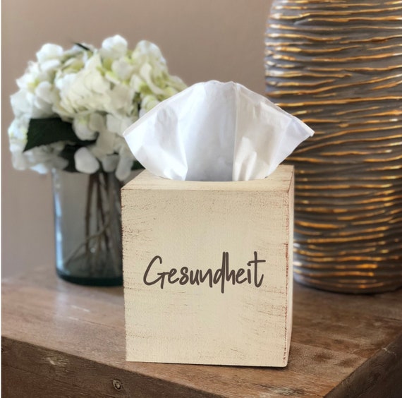 Distressed Gesundheit Oversized Tissue Box Cover ~ Choose Your Colors