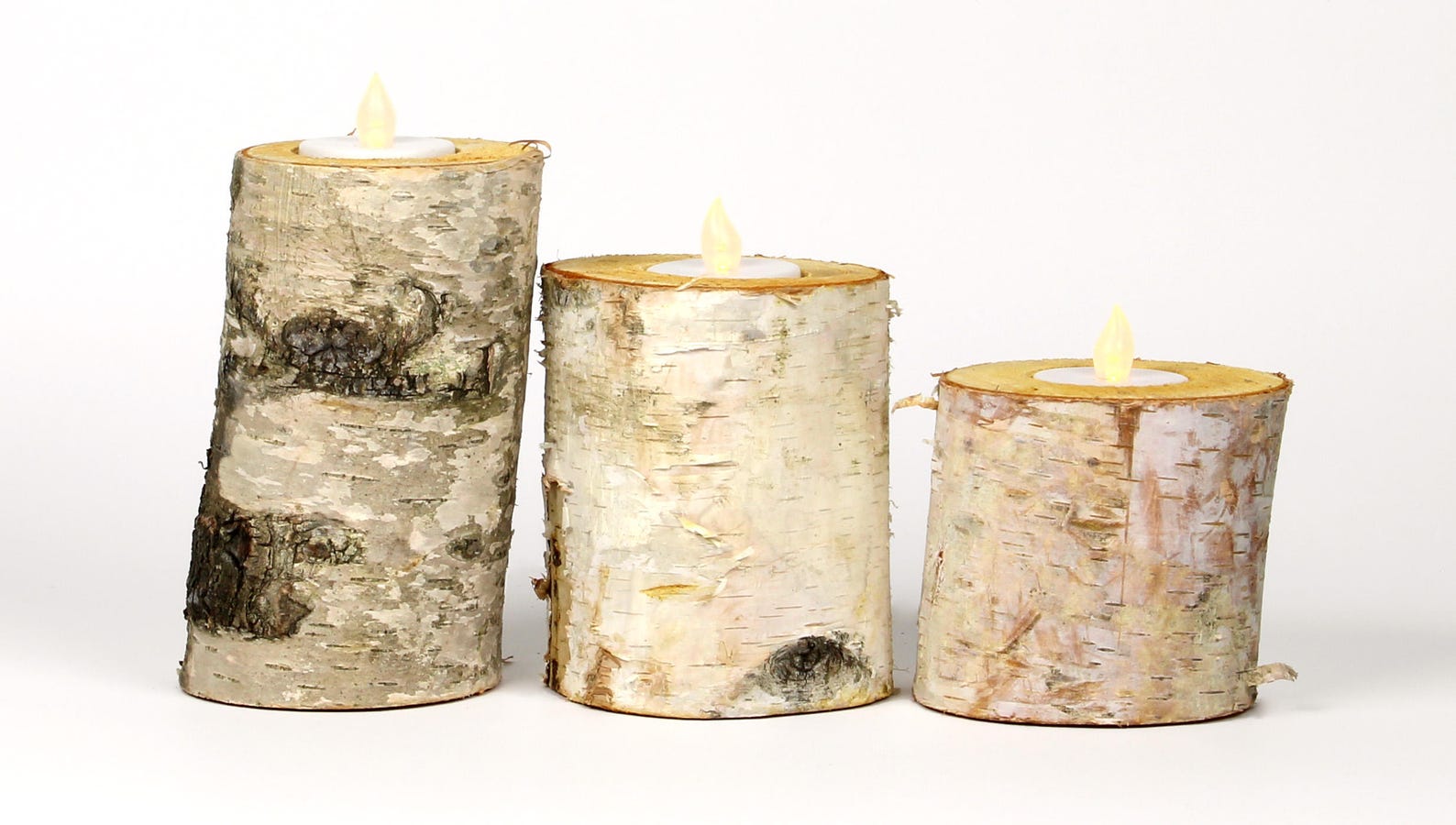 Birch Bark Log Candle Holders Set Set of 3 Choose the Size Etsy
