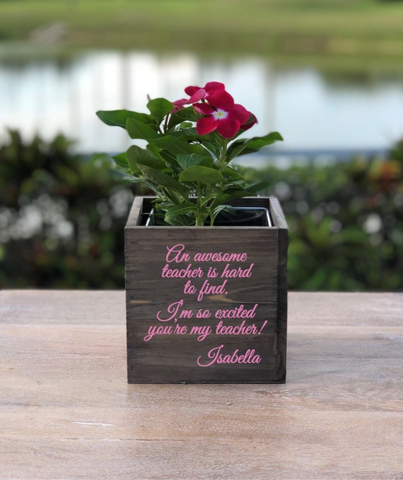 Personalized Awesome Teacher Wood Planter