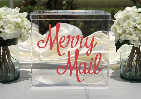 Merry Mail Acrylic Card Box ~ Christmas Card Box ~ Holiday Card Box ~ Christmas Cards ~ Holiday Cards ~ Xmas Cards ~ Christmas Decor