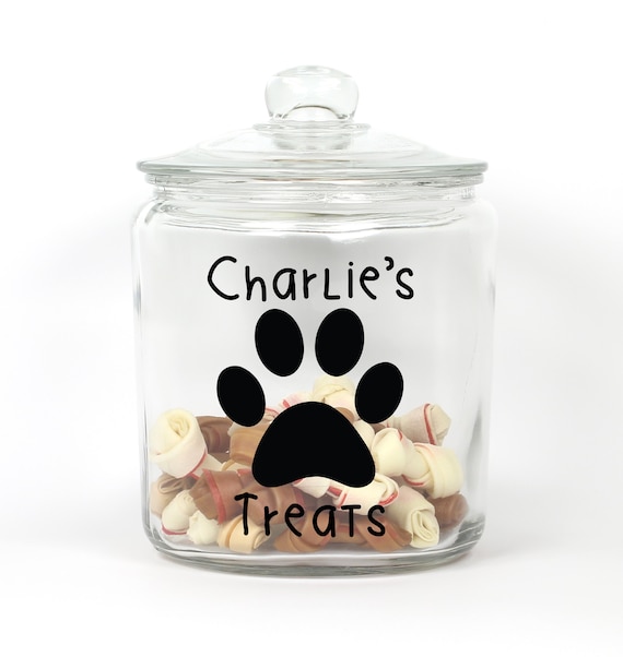 Personalized Dog Treat Jar - Paw - Pet Treat Storage - Pet Treat Jar ~ Paw Print Treat Jar ~