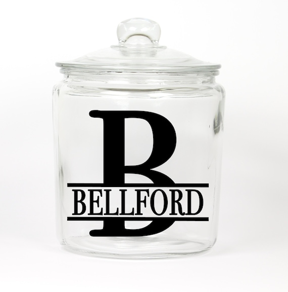 Personalized Last Name Cookie Jar ~ Monogram ~ Glass