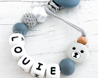 Silicone Dummy Clip |  | Dummy Chain | Personalised Dummy Clip Personalised | Soother Holder | Gift | MAM Clip| Bear Clip