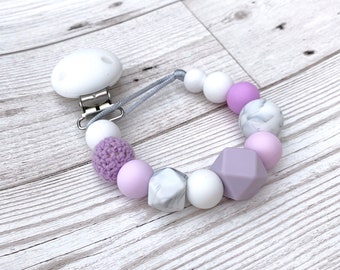 Any Name Personalised Dummy Clips - Purple Hat Halloween - Handmade
