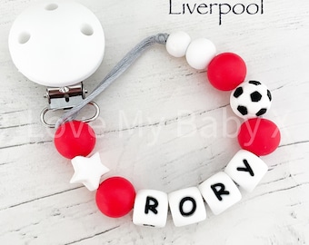 ⚽️ Personalised Wooden Baby Dummy Clip ⚽️ Liverpool FC ⚽️ Football ⚽️ 