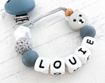 Silicone Dummy Clip |  | Dummy Chain | Personalised Dummy Clip Personalised | Soother Holder | Gift | MAM Clip| Bear Clip
