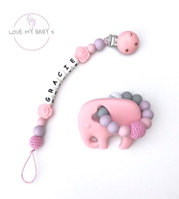 white baby girl pink purple Handmade dummy clip flower lovely gift idea x