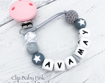 Personalised Blue Mickey like Dummy Clip//Chain dummy strap for reborn dolls