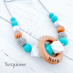 Name necklace personalised Breastfeeding Necklace Sensory Necklace Fiddle necklace New Mum gift Mama present Textured Silicone Necklace
