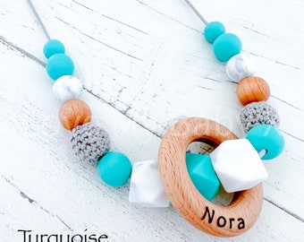 Name necklace personalised Breastfeeding Necklace Sensory Necklace Fiddle necklace New Mum gift Mama present Textured Silicone Necklace