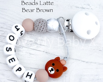 Personalized Bear Dummy Clip: Custom Pacifier Soother Holder