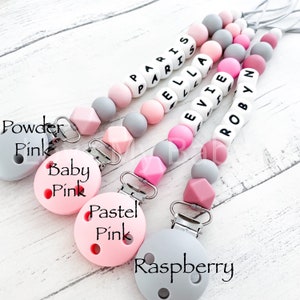 Silicone Dummy Clip | Custom Soother Holder | Dummy Chain | Dummy Clip Personalised Dummy Holder |Girl dummy clip | MAM Clip Gift