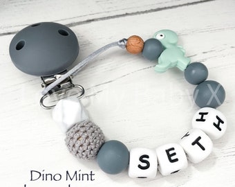 Silicone Dummy Clip |  | Dummy Chain | Personalised Dummy Clip Personalised | Soother Holder | Gift | MAM Clip| Dino Clip