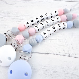 Soft Flexible Dummy Clip Custom Soother Holder Dummy Chain | Dummy Clip Personalised Dummy Holder Newborn Gift Christening MAM dummy Clip