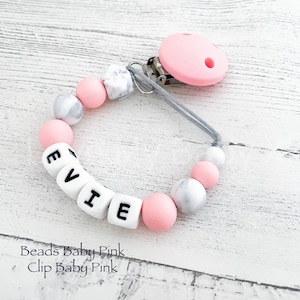 Personalised Silicone Dummy Clip Personalised Dummy Clip MAM Adapter Peach Grey Personalised Silicone Dummy Clip Personalised Dummy Clip MAM Adapter Peach Grey