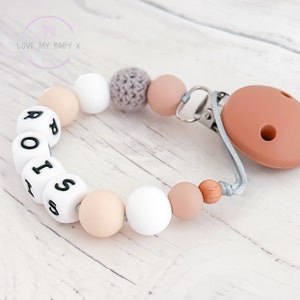 Silicone BOHO Dummy Clip | Custom Soother Holder | Dummy Chain | Dummy Clip Personalised | Dummy Holder MAM dummy Clip neutral unisex