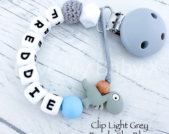 Silicone Dummy Clip | Dummy Chain | Personalised Dummy Clip Custom Soother Holder | Newborn Gift | MAM Clip request | Blue Dino Clip