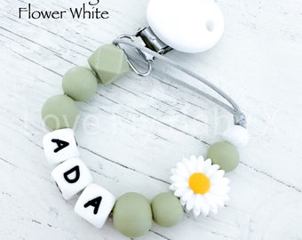 Silicone Dummy Clip | Custom Soother Holder | Dummy Chain | Dummy Clip Personalised | Dummy Holder| Gift | MAM Clip| Flower Clip