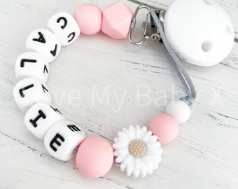 Silicone Dummy Clip | Custom Soother Holder | Dummy Chain | Dummy Clip Personalised | Dummy Holder| Gift | MAM Clip| Flower Clip