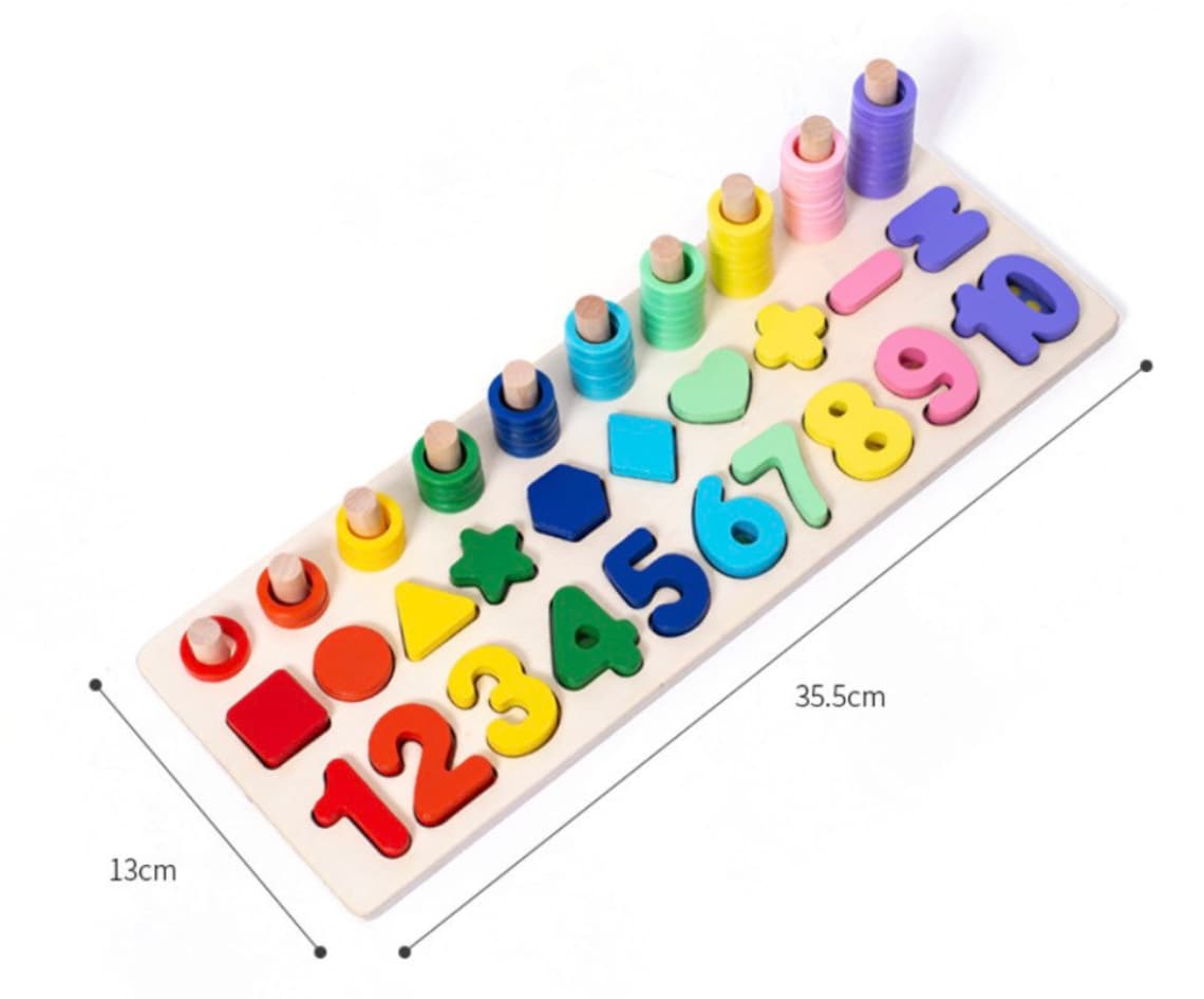 Montessori Wood Blocks Puzzle Math Sorting Stacking Number Etsy