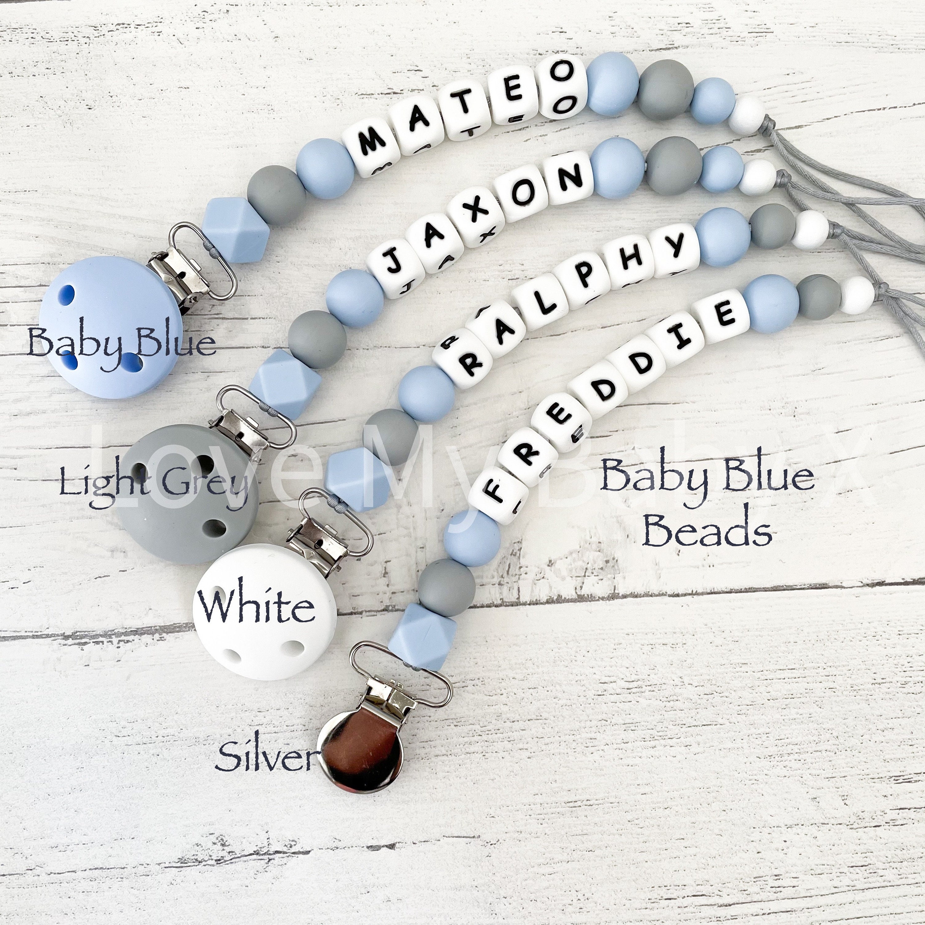 Personalised Silicone Dummy Clip Personalised Dummy Clip MAM Adapter Peach Grey Personalised Silicone Dummy Clip Personalised Dummy Clip MAM Adapter Peach Grey