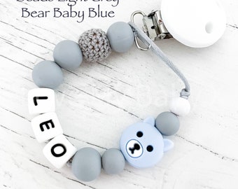 Teddy Bear Personalised Soother holder Custom Soother Holder Christening  Gift Newborn Gift Unique Dummy Chain Dummy Holder MAM dummy clip