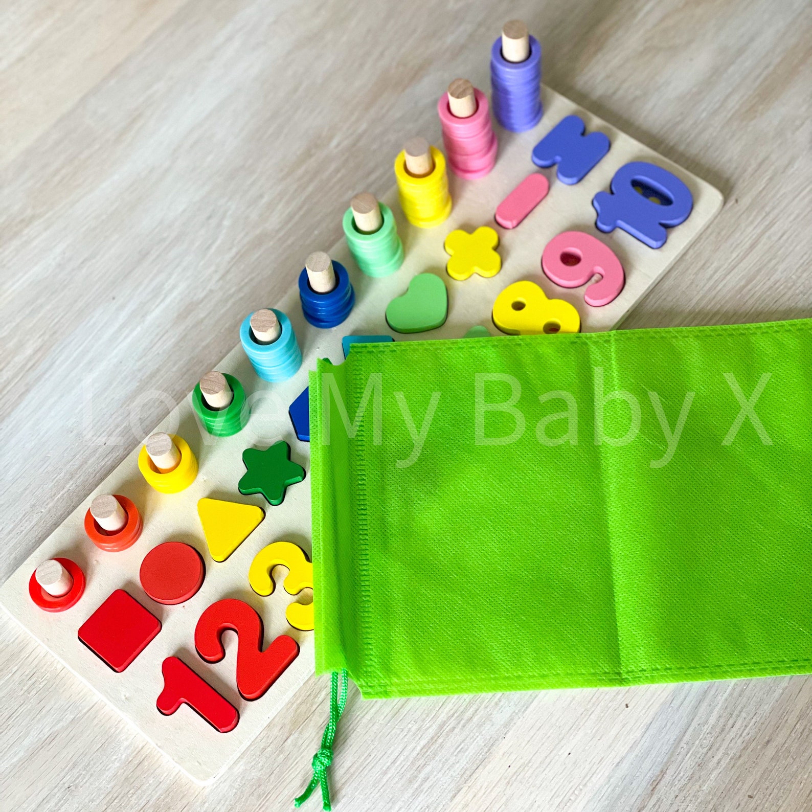 Montessori Wood Blocks Puzzle Math Sorting Stacking Number Etsy