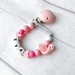 Personalised Dummy Clip|Custom |Christening Gift|Newborn Gift|Name pacifier clip| Flamingo Dummy Holder|MAM clip