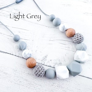 Grey Silicone Nursing necklace Breastfeeding Necklace Sensory Necklace Fiddle necklace New Mum gift Mama present Textured Silicone Necklace