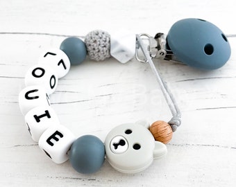 Silicone Dummy Clip |  | Dummy Chain | Personalised Dummy Clip Personalised | Soother Holder | Gift | MAM Clip| Bear Clip