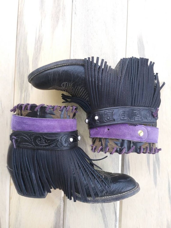 purple fringe boots