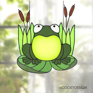Pattern for stained glass  Frog on lily pad stained glass pattern