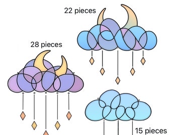 Stained Glass Cloud Mobile Patterns: 3 PDF Designs (Digital Download)
