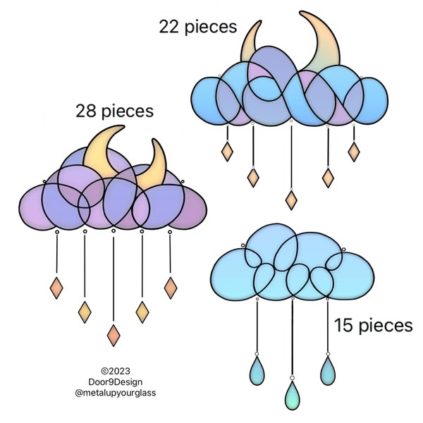 3 Patterns stained glass cloud patterns Cloud Mobile stained glass patterns Cloud Pattern Bundle #1