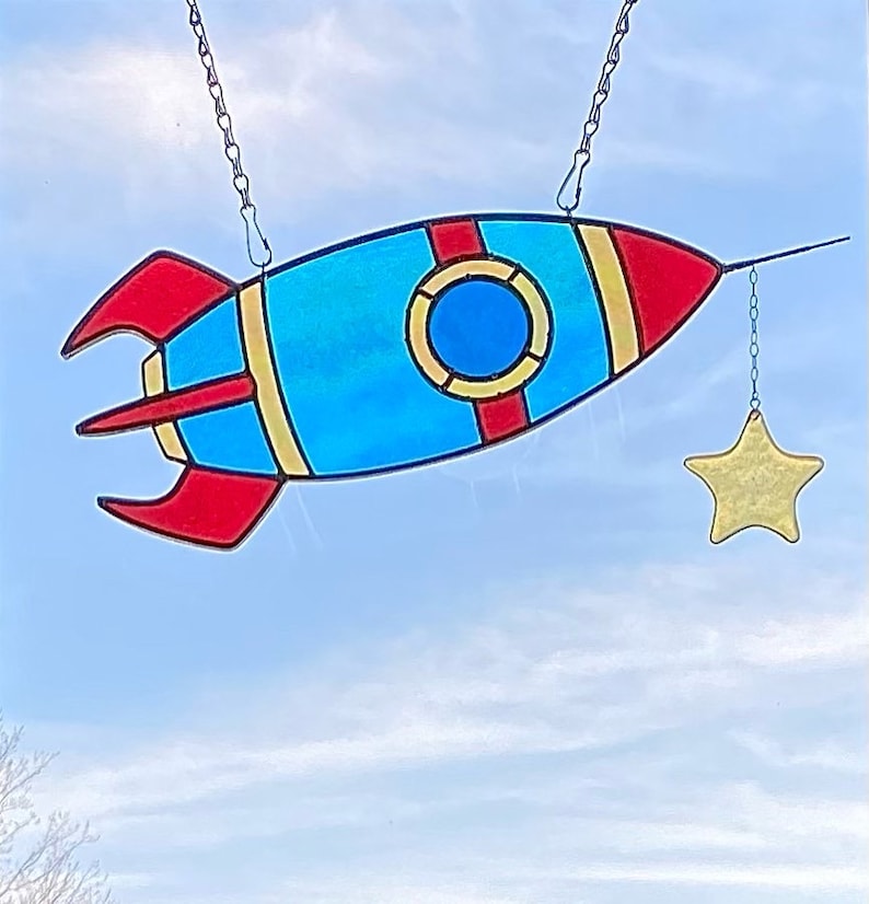 Retro Rocketship Stained Glass Pattern (PDF Pattern) - Etsy