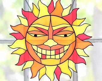 Smiling Sun Stained Glass Pattern: DIY Home Decor (PDF Pattern)