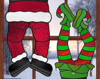 Santa legs, Elf legs stained glass patterns, 2 patterns (PDF) (PNG)