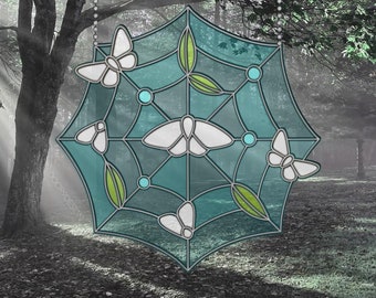 Southern Gothic Moth Spiderweb Stained Glass Pattern (PDF)